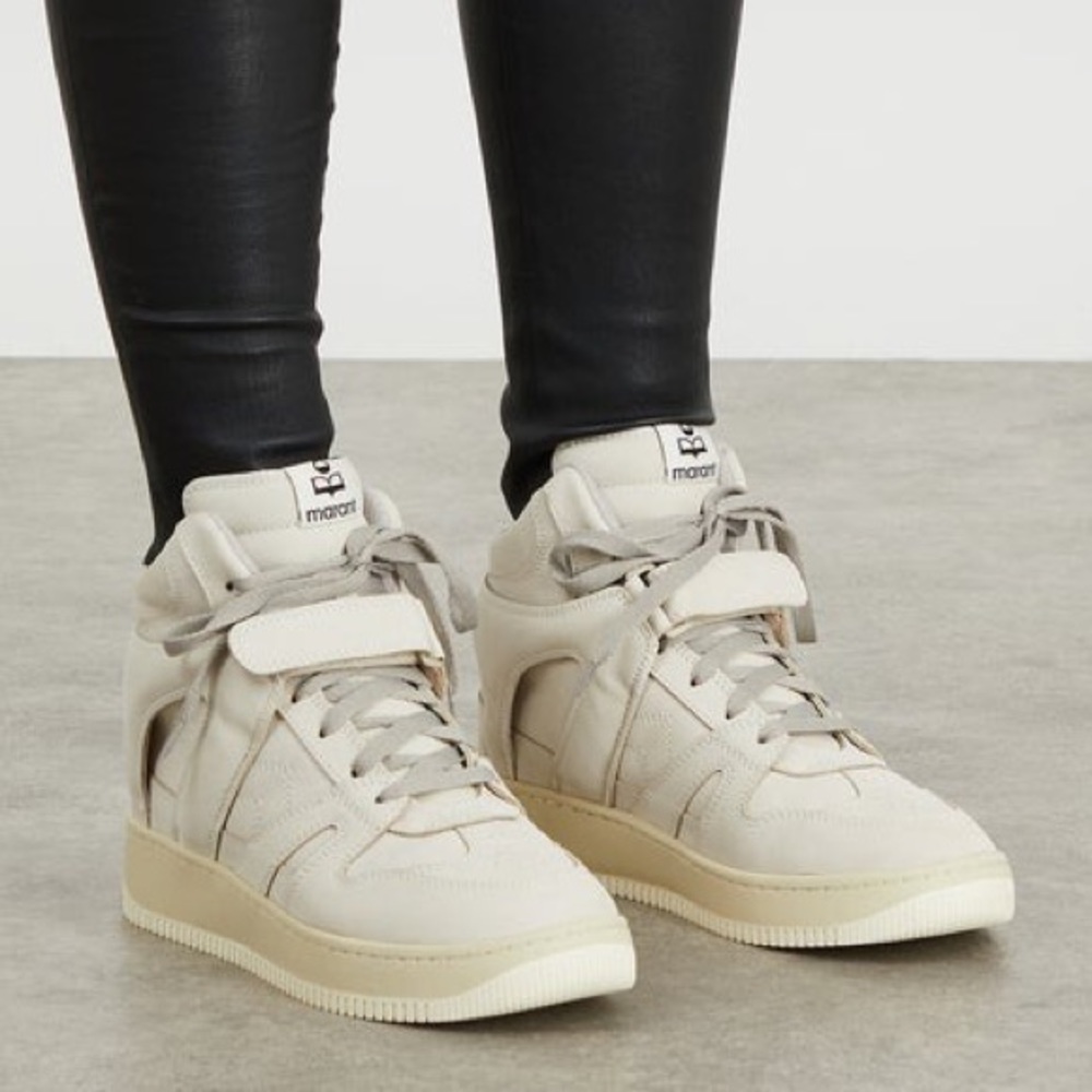 ISABEL MARANT Brooklee leather high top sneakers Chalk